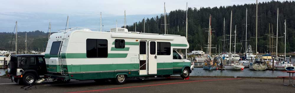 Park at Salmon Harbor Marina in Winchester Bay, Oregon