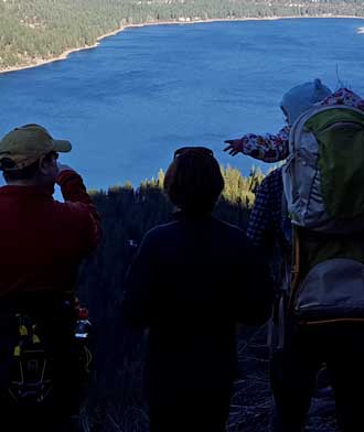 Donner Lake is just below and to the northeast of the railroad route