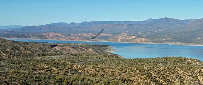 A view of the Cholla Campground in the distance