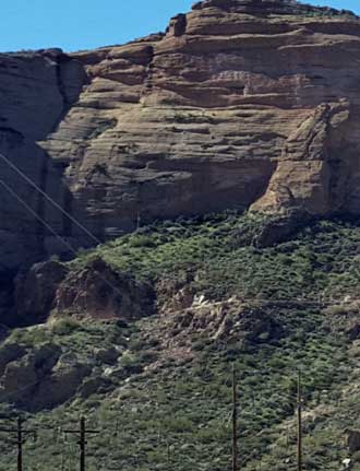 The most exciting part of the Apache Trail, the side of a cliff.