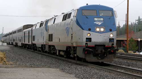 Amtrak train 5 arriving in Truckee for excursion to Colfax