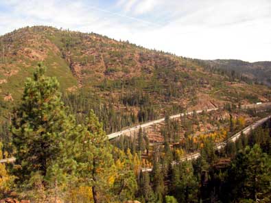 Back to the eastern side of the Sierras. A view of I-80 descending from Donner Summit