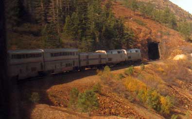 Climbing out of the fog and into the tunnel leading to the western side of the Sierra Nevada Mountains