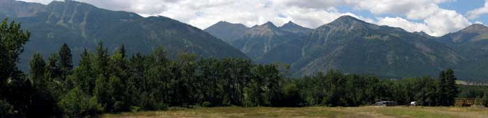 Our campsite against the Wallowa Mountain Range