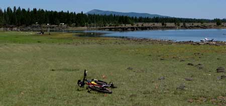 Grassy beach south of South Campground