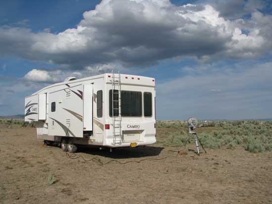 Parked in a pasture