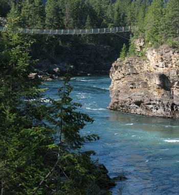 The swinging bridge over the Kootenai River