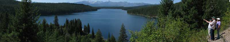 Holland Lake with Mission Mountains in the distance