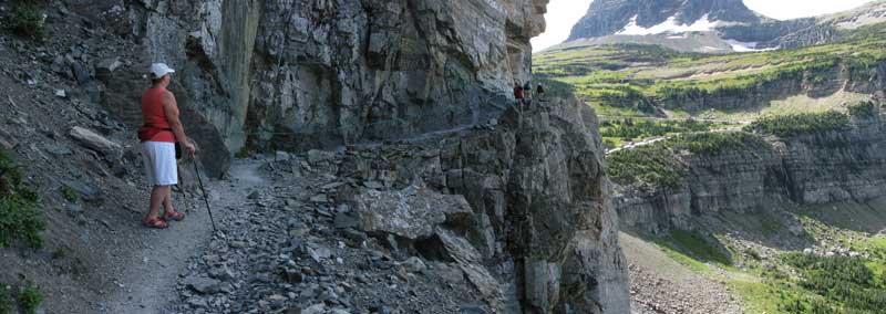 A better view of the Highline Trailed carved out of the cliff