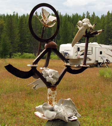 Work of art on a fence post near our camp at May Creek Campground