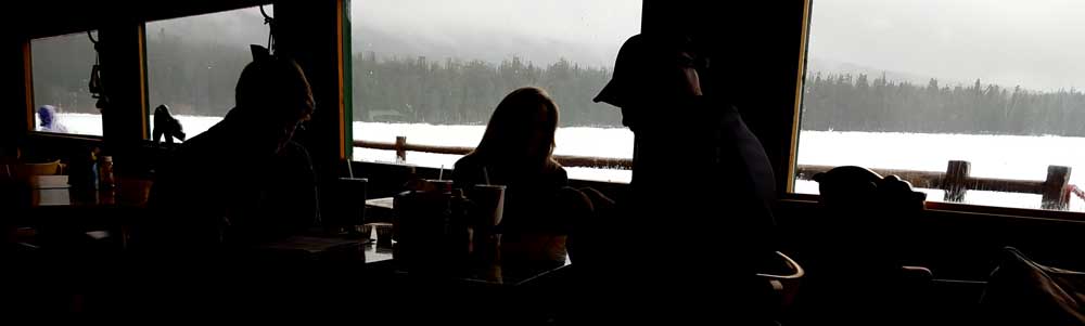 Lunch at Lake of the Woods in the snow.