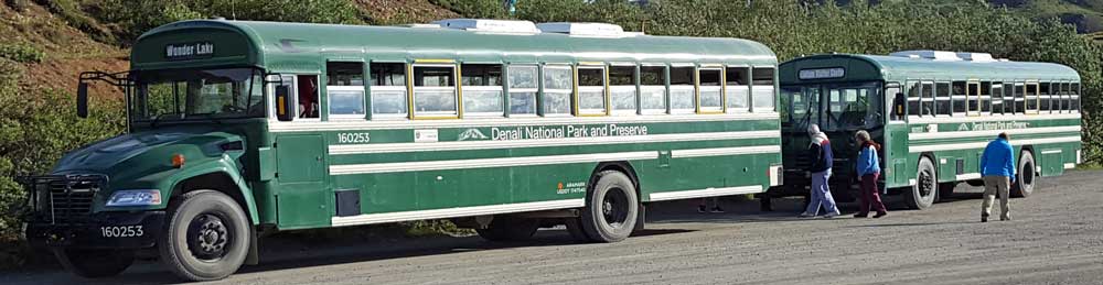 The "Green Shuttle Buses" take us 66 miles into the park