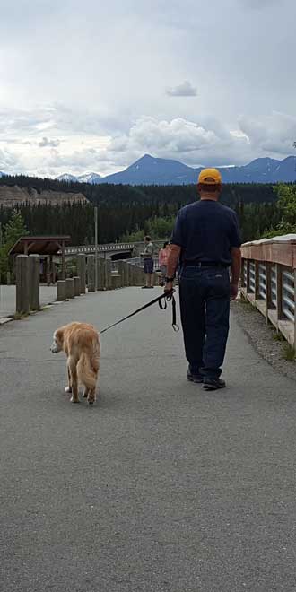 Walking to the Nenana River pedestrian bridge