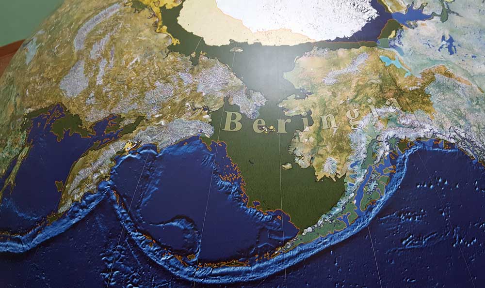 Where Beringia was located and the causes of global climate changes