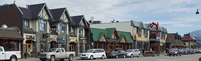 Downtown Jasper and the National Park Information Building