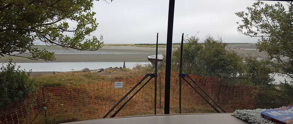 The view from our motorhome toward Willappa Bay at the Bayshore RV Park