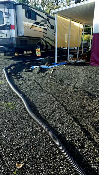 Digging a trench for the rainwater diversion pipe