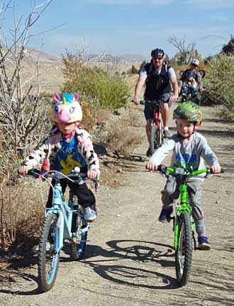 The whole family riding on the Steamboat Ditch Trail