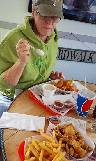 Back at our favorite Bandon Fish and Chips place