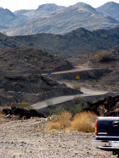 Desert road into the bar