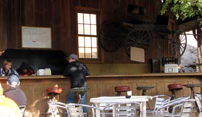 The eating bar, note the fullsize buggy hanging from the wall