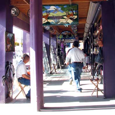 Retail Merchants surround the sidewalk