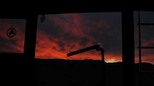 Sunset view of the Arizona desert out our back window