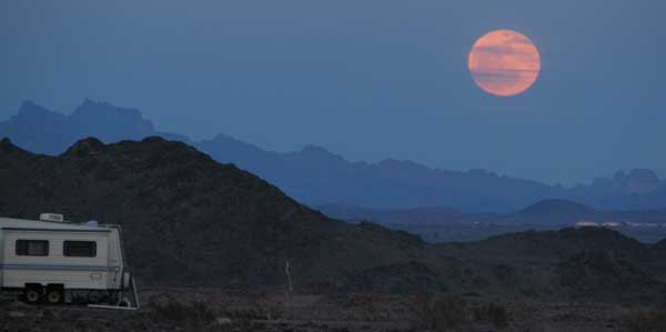 The full moon rising in the east greeted us as we arrived home