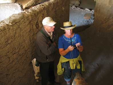 We meet Jim who is from Eugene, Oregon and waiting inside the dwellings to tell us all about them 