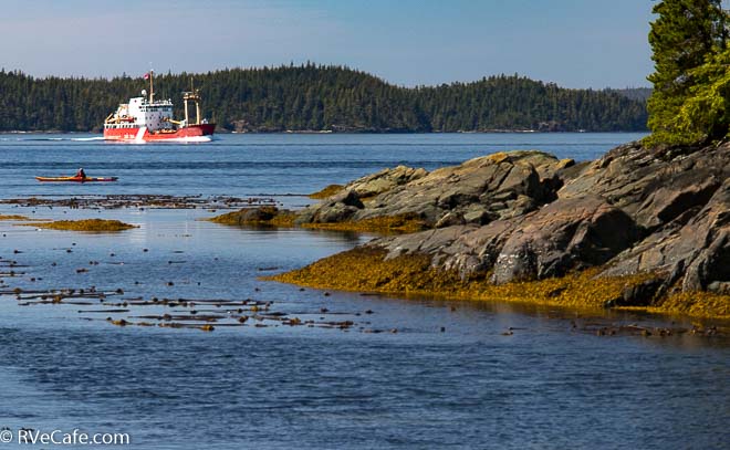 Spotted this coast guard ship headed east as it passed Telegraph Cove.