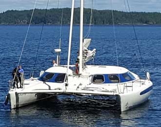 Catamaran entering Telegraph Cove Marina