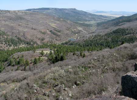 View to the south from the Mesa. Lake Alice is in view where we are camped.