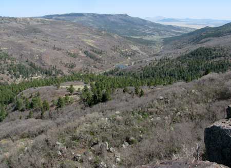 View to the south from the Mesa. Lake Alice is in view where we are camped.