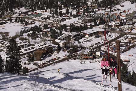 The view back toward the town from the chairlift