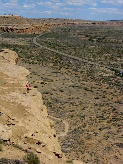 Gwen's on the edge taking photos of the incredible New Mexico views