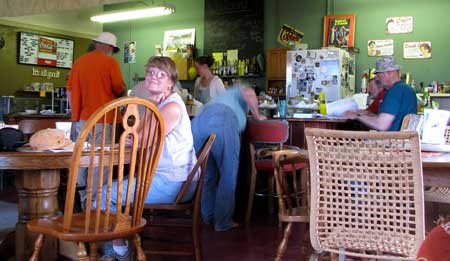 Celebrating our one year retirement anniversary at a Mountainair, NM coffee shop