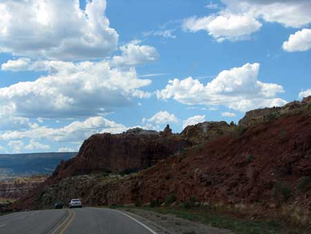 The road going north in New Mexico toward Heron Lake