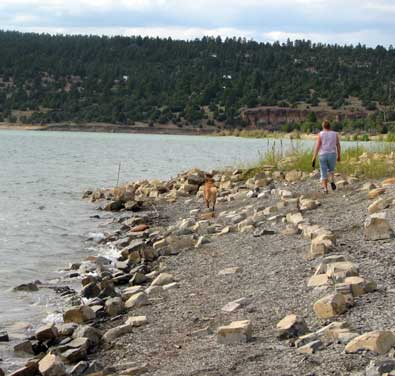 Gwen and Morgan exploring the Heron Lake shore line