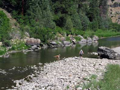 Morgan cools off in the river at the beginning and end of the hike