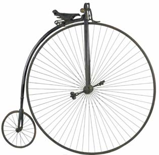 Penny Farthing bicycle used to measure gear ratios