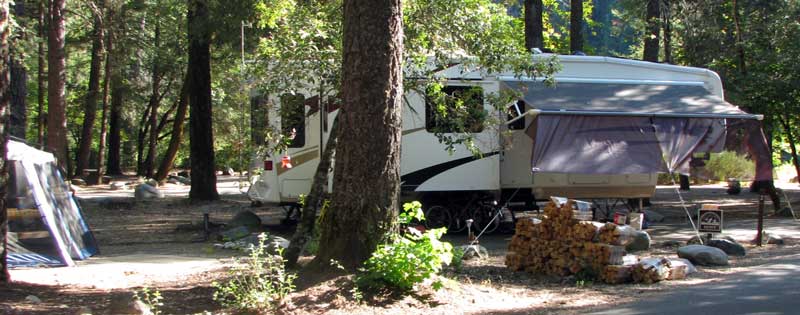 Our host site at Indian Valley Campground site 2. Host sign on the right, bundles of wood for $8.