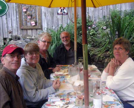 Dining with our friends Bobbie, Bob, Janet and Ralph is taking the photo