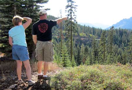 Wayne points out Jackson Meadows Reservoir where we are traveling to a meeting with the rest of the camp hosts