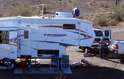 Terry and Solar Bob are installing Solar on Terry's rig