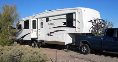 Cholla campground space 6S on the shore of Roosevelt Lake