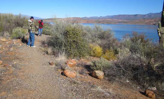 Hiking along the lake trail