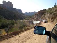 Squeezing by the road contstruction
