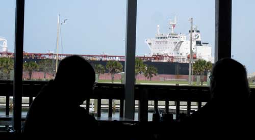 Watching the ships in the channel during lunch