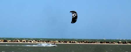 kite surfer in the bay between Corpus Christi and Mustang Island