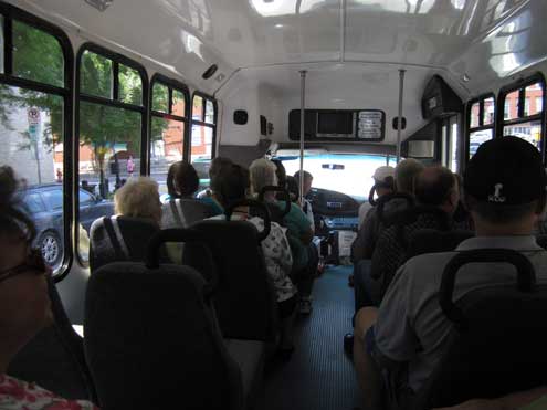 Our tour guide and bus tour participants, behind: Tennessee Titans Stadium